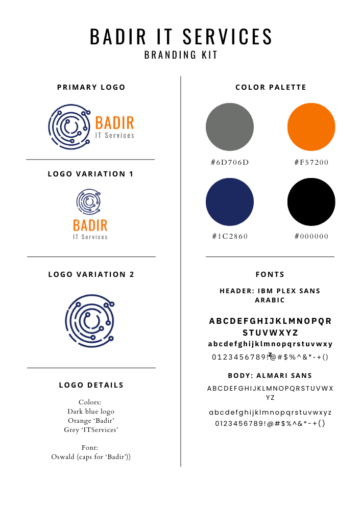 Brand kit for Badir IT